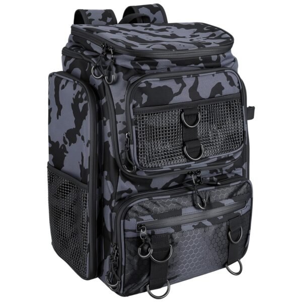 42L 11Gal Fishing Backpack Large Capacity Fishing Tackle Storage Bag With Rod Holders 16 Pocket Water-Resistant With Divider Adjustable Padded Straps For Fishing Gear Outdoor Camping Hiking