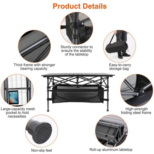 1932378890840576000.jpg 1Pc Folding Camping Table Portable Lightweight Aluminum Roll-up Picnic BBQ Desk With Carrying Bag For Outdoor Beach Backyard Party Patio Fedex Shipping