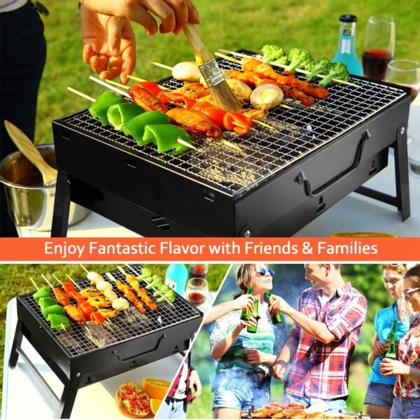 1932988979737792512-3.jpg 1Pc Portable BBQ Grill Foldable Charcoal Grill Lightweight Smoker Grill For Camping Picnics Garden Grilling