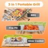 1948312579864793088.jpg 1 Set 3 In 1 Foldable Charcoal Grill Fire Pit Slow Cooker 2-3 People Portable Camping Grill Stainless Steel BBQ Grill For Camping Tailgating Yard