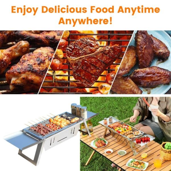 1948312582129717248.jpg 1 Set 3 In 1 Foldable Charcoal Grill Fire Pit Slow Cooker 2-3 People Portable Camping Grill Stainless Steel BBQ Grill For Camping Tailgating Yard