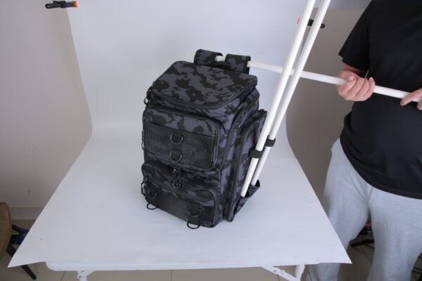42L 11Gal Fishing Backpack Large Capacity Fishing Tackle Storage Bag With Rod Holders 16 Pocket Water-Resistant With Divider Adjustable Padded Straps For Fishing Gear Outdoor Camping Hiking