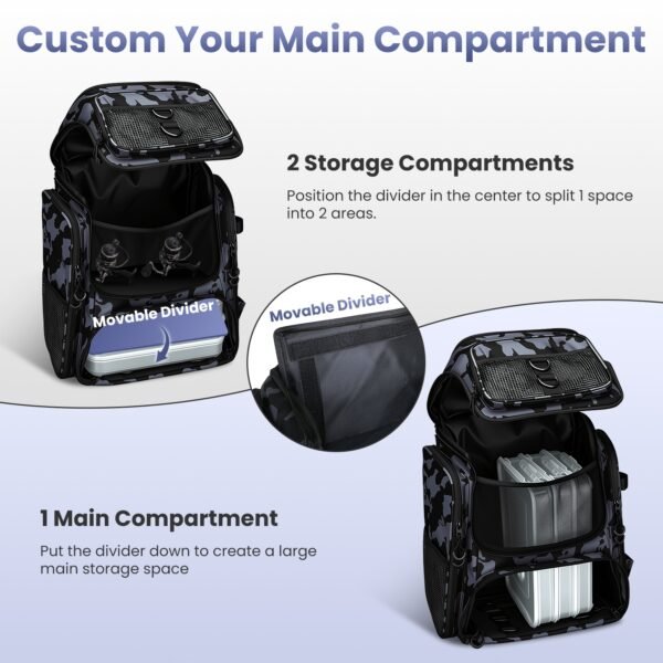 42L 11Gal Fishing Backpack Large Capacity Fishing Tackle Storage Bag With Rod Holders 16 Pocket Water-Resistant With Divider Adjustable Padded Straps For Fishing Gear Outdoor Camping Hiking