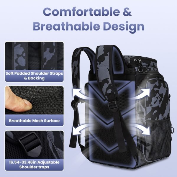 42L 11Gal Fishing Backpack Large Capacity Fishing Tackle Storage Bag With Rod Holders 16 Pocket Water-Resistant With Divider Adjustable Padded Straps For Fishing Gear Outdoor Camping Hiking