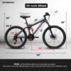 cc8ee24c-e494-4281-b8c2-db004fe90c18.jpg A2460 24 Inch Mountain Bike With Full Suspension, 21 Speed Shifter Lever With Gear Indicator, High Carbon Steel Frame, Mechanical Disc Brakes, Unisex For Men Women Adults, Ideal For Trails.